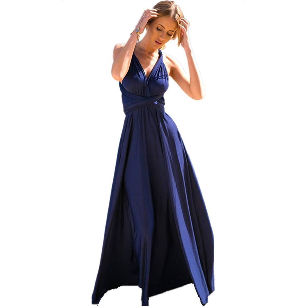 NEW Transformer Evening Long Dress Multi Wrap Convertible Halter Maxi S